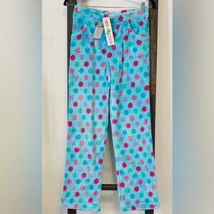 CANDY PINK Kids Fleece Pajama Pants in Colorful Spots Pattern ""NWT""